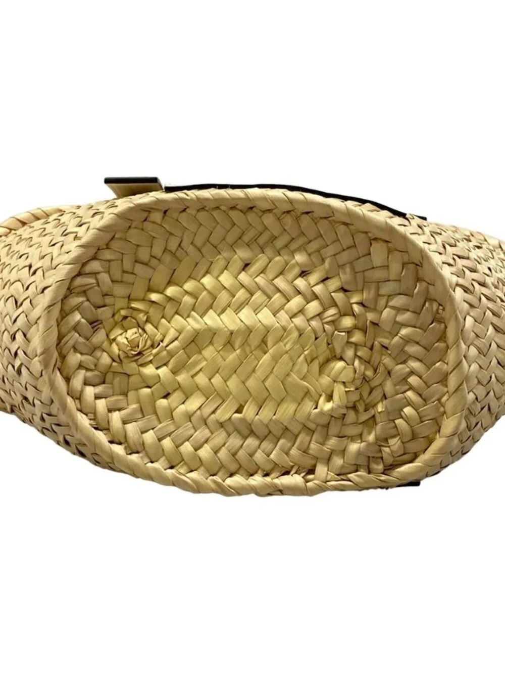 LOEWE Basket A223S93X28 Cream White Straw Leather Tote Bag